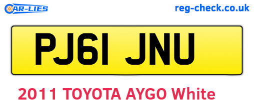 PJ61JNU are the vehicle registration plates.