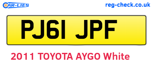 PJ61JPF are the vehicle registration plates.
