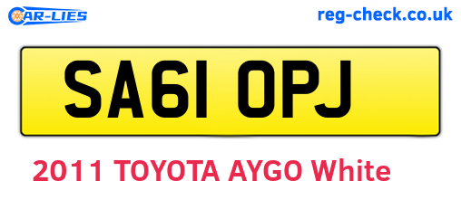 SA61OPJ are the vehicle registration plates.