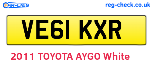 VE61KXR are the vehicle registration plates.