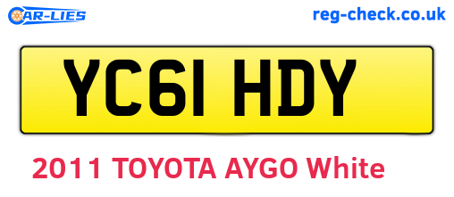 YC61HDY are the vehicle registration plates.