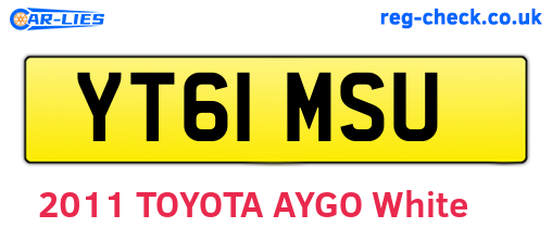 YT61MSU are the vehicle registration plates.