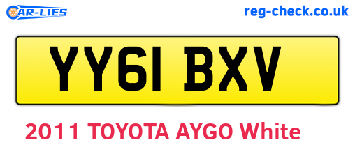 YY61BXV are the vehicle registration plates.
