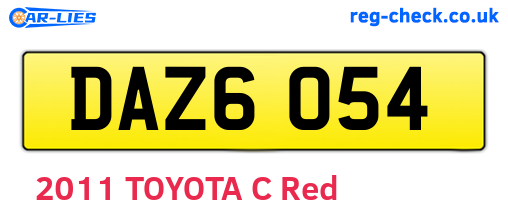 DAZ6054 are the vehicle registration plates.