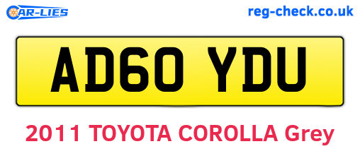 AD60YDU are the vehicle registration plates.