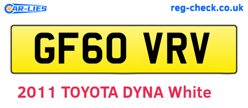 GF60VRV are the vehicle registration plates.