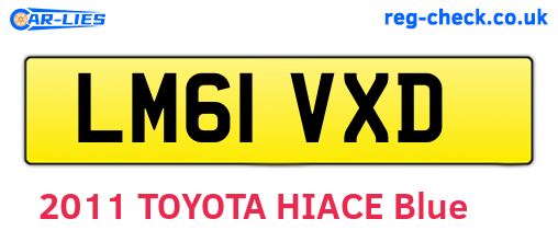 LM61VXD are the vehicle registration plates.