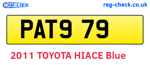 PAT979 are the vehicle registration plates.