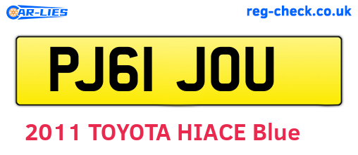 PJ61JOU are the vehicle registration plates.
