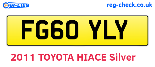FG60YLY are the vehicle registration plates.