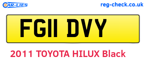 FG11DVY are the vehicle registration plates.