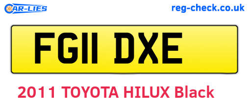 FG11DXE are the vehicle registration plates.