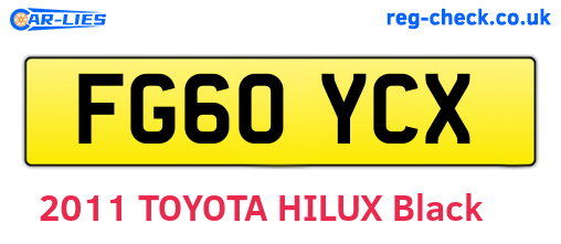 FG60YCX are the vehicle registration plates.