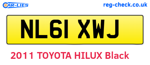 NL61XWJ are the vehicle registration plates.