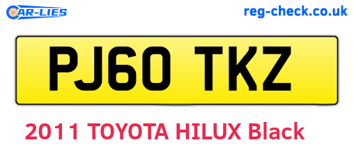 PJ60TKZ are the vehicle registration plates.