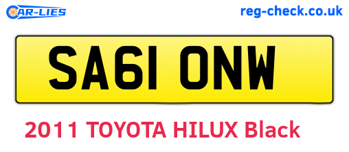 SA61ONW are the vehicle registration plates.