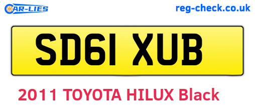 SD61XUB are the vehicle registration plates.