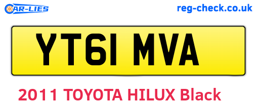 YT61MVA are the vehicle registration plates.