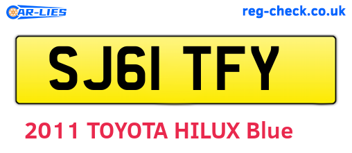 SJ61TFY are the vehicle registration plates.