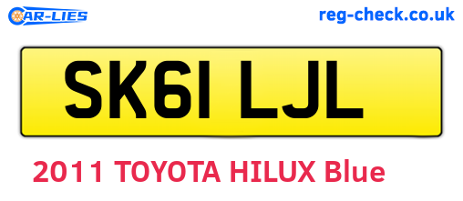 SK61LJL are the vehicle registration plates.
