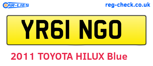 YR61NGO are the vehicle registration plates.