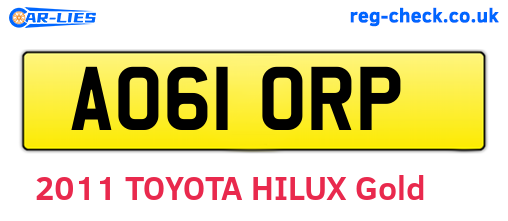 AO61ORP are the vehicle registration plates.