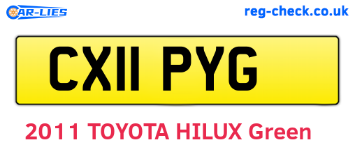 CX11PYG are the vehicle registration plates.