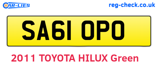 SA61OPO are the vehicle registration plates.