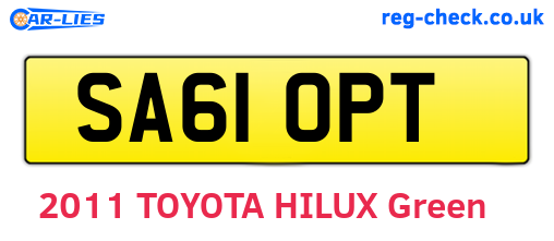 SA61OPT are the vehicle registration plates.