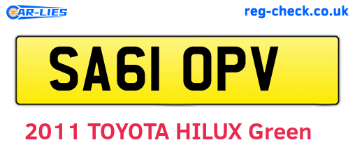 SA61OPV are the vehicle registration plates.