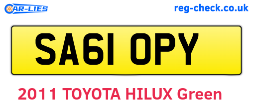 SA61OPY are the vehicle registration plates.