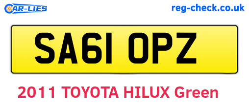 SA61OPZ are the vehicle registration plates.