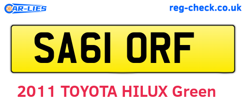 SA61ORF are the vehicle registration plates.