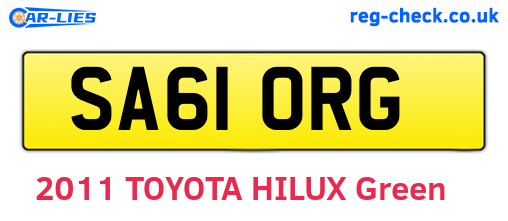 SA61ORG are the vehicle registration plates.