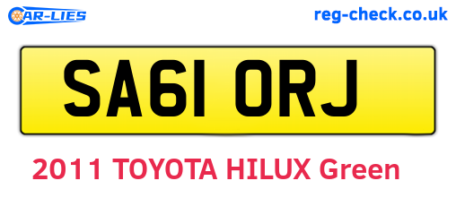 SA61ORJ are the vehicle registration plates.