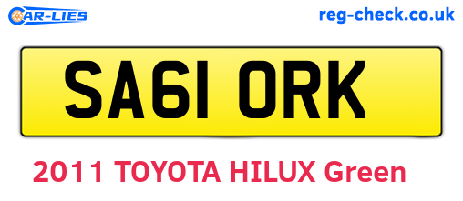 SA61ORK are the vehicle registration plates.