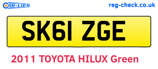 SK61ZGE are the vehicle registration plates.