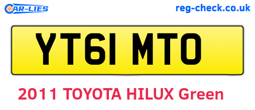 YT61MTO are the vehicle registration plates.