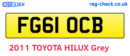 FG61OCB are the vehicle registration plates.