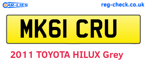 MK61CRU are the vehicle registration plates.
