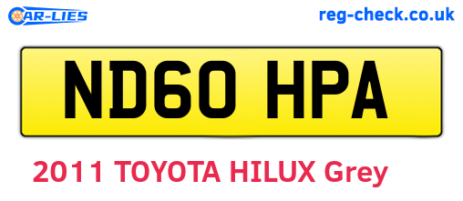 ND60HPA are the vehicle registration plates.