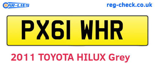 PX61WHR are the vehicle registration plates.