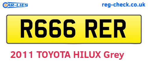R666RER are the vehicle registration plates.
