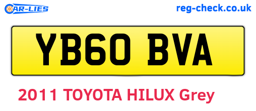 YB60BVA are the vehicle registration plates.