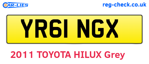 YR61NGX are the vehicle registration plates.