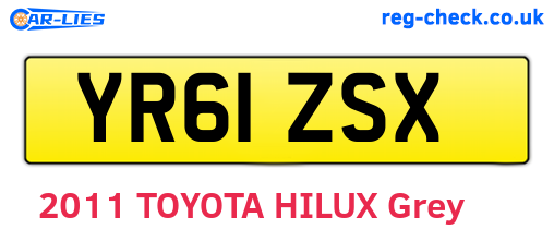 YR61ZSX are the vehicle registration plates.