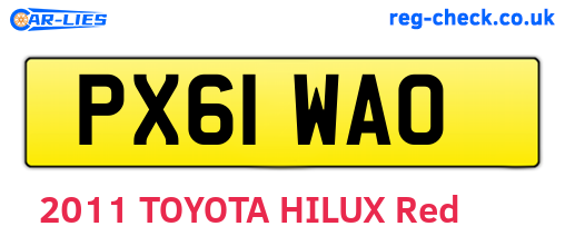 PX61WAO are the vehicle registration plates.