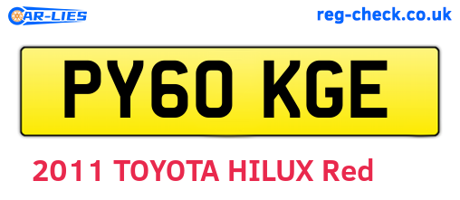PY60KGE are the vehicle registration plates.
