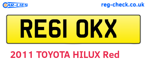 RE61OKX are the vehicle registration plates.