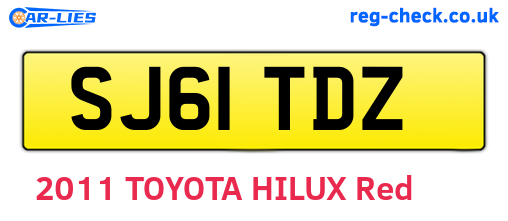 SJ61TDZ are the vehicle registration plates.